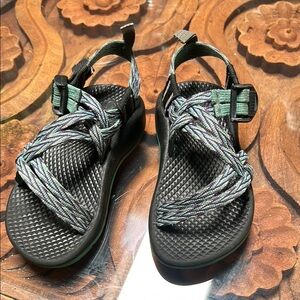 Black and Green Chaco Strappy Sandals